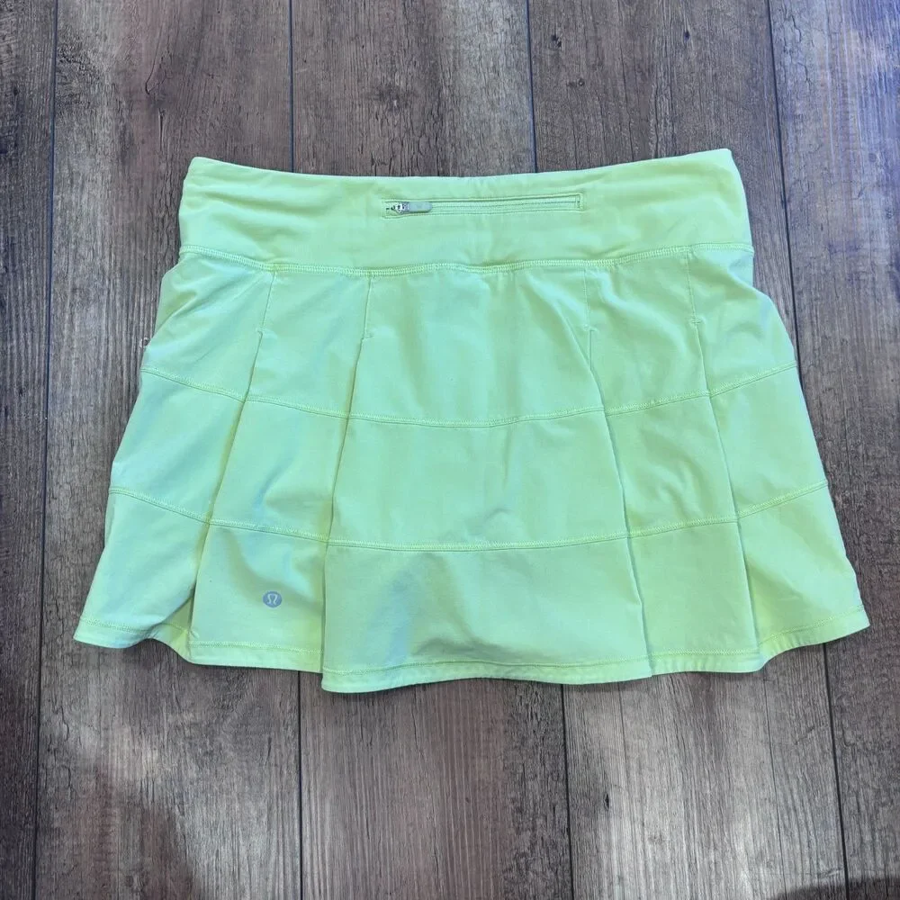 Lululemon Pace Rival Mid-Rise Skirt in Neon Green/Yellow Size 8 Athletic Outdoor - Picture 3 of 8